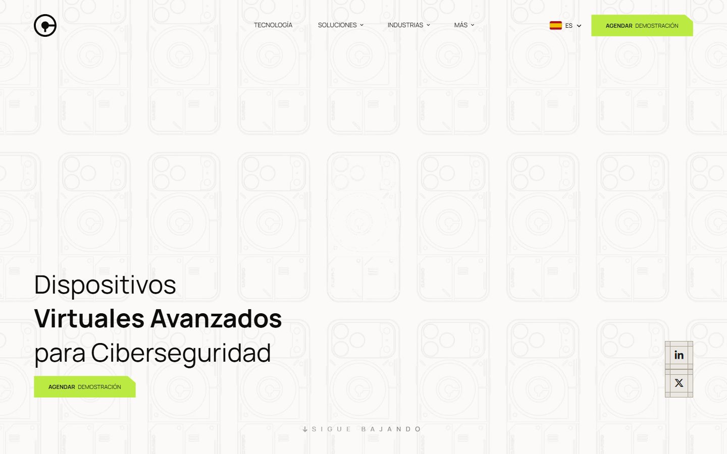 Captura de garbo.dev, la web de Garbo: dispositivos virtuales avanzados para ciberseguridad